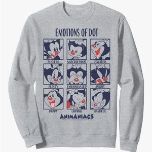NWT Animaniacs Emotions Of Dot Box Up Sweatshirt
Unisex L heather gray